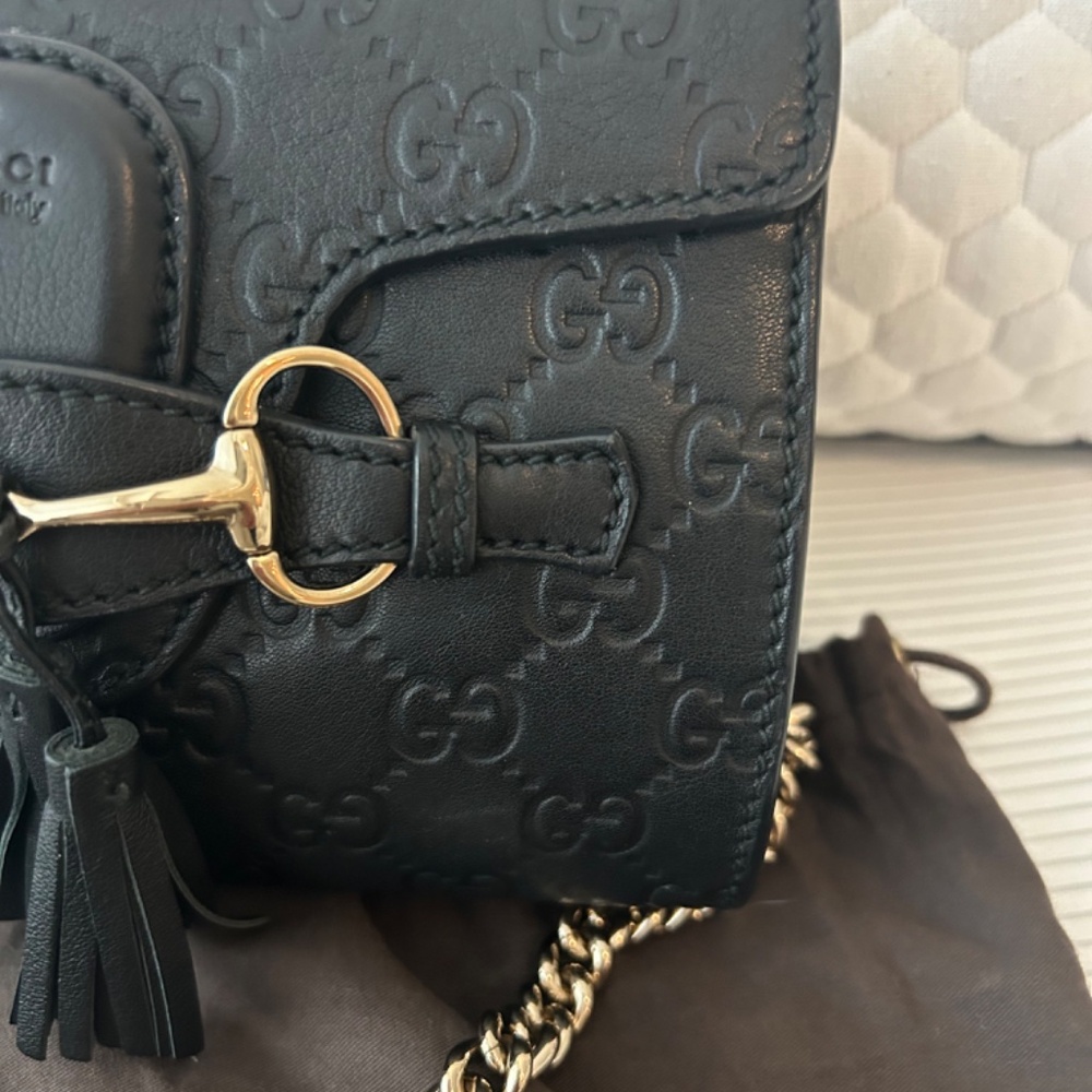 Black microguccissima full leather Emily chain crossbody - Picture 4 of 6